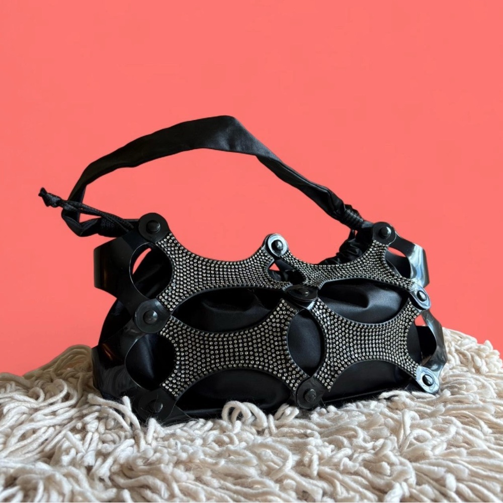 VINTAGE Festival Chic PlasticxSatin Hardware Shoulder Bag